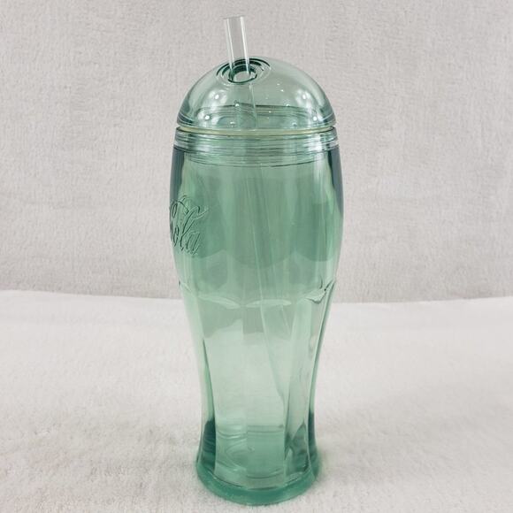 Coca Cola Aladdin Cold Cup Double Walled 16 oz. Green with Lid & Straw - Picture 3 of 10